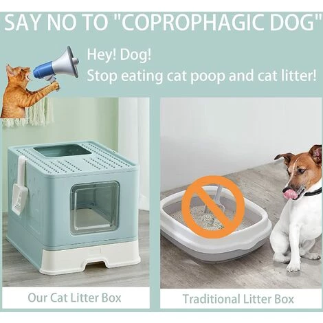 GALOZZOIT Bac à Litière Pliable Pour Chat, Grande Maison De Toilette Chat Avec Couvercle, Bac De Portable Tiroir Et Pelle à Litière (Vert) 4 GALOZZOIT Bac à Litière Pliable Pour Chat, Grande Maison De Toilette Chat Avec Couvercle, Bac De Portable Tiroir Et Pelle à Litière (Vert) – Image 2