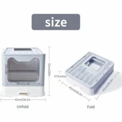 GALOZZOIT Bac à Litière Pour Chat|Grande Maison De Toilette Chat Pliable Avec Couvercle|Bac De Tiroir | Pelle à Litière Et Brosse à Peigne De Massage| Facile à Nettoyer, Grande Capacité |Portable -Promos Litière et bac à litière Magasin 58657671 3