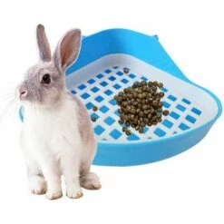 GDRHVFD Toilette Lapin Bac À Litière, Animal De Compagnie Litière Coin Des Plateaux Pour Lapin, Hamster (Bleu)