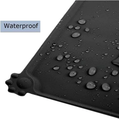 EINEMGELD Tapis Gamelle Chien, Tapis D’Alimentation Pour Chat En Silicone Aux Normes FDA, Imperméable Et Antidérapant, Noir, 47 X 30 Cm 5 EINEMGELD Tapis Gamelle Chien, Tapis D’Alimentation Pour Chat En Silicone Aux Normes FDA, Imperméable Et Antidérapant, Noir, 47 X 30 Cm – Image 3