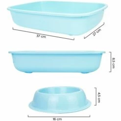 MEDIA WAVE STORE ® 80500 Bac à Litière Et Mangeoire Pour Chats 37x27x8,5H Cm Avec Seau Et écope | Couleur: Bleu -Promos Litière et bac à litière Magasin 59189524 3