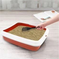 MEDIA WAVE STORE ® 10547 BIG Bac à Litière Pour Chat 49x39x12Hcm Bac à Litière Et Bord Relevé | Couleur: Rouge -Promos Litière et bac à litière Magasin 59227959 4