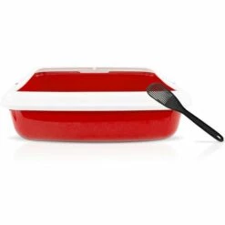 MEDIA WAVE STORE ® 10547 BIG Bac à Litière Pour Chat 49x39x12Hcm Bac à Litière Et Bord Relevé | Couleur: Rouge -Promos Litière et bac à litière Magasin 59227959 5
