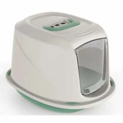 MEDIA WAVE STORE ® 10586 Maison De Toilette Pour Chats GALAXY 45x36x31,5cm Avec Palier Anti-poils | Couleur: Vert
