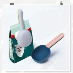 ROSIER Pelle à Nourriture Pour Animaux - Pelle Pour Aliments Chiens Animaux De Compagnie Poignée Avec Clip Sous Chien Chat Livre Pelle Soutirage Cuillère Cuisine 2 PCS (Indigo + Poussière, Gris Vert)——VEBTles -Promos Litière et bac à litière Magasin 59738526 3
