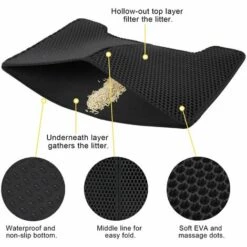 LIFCAUSAL Tapis De Litière Pour Chat Tapis Pliable Double Couche Pour Litière -Promos Litière et bac à litière Magasin 59795762 4