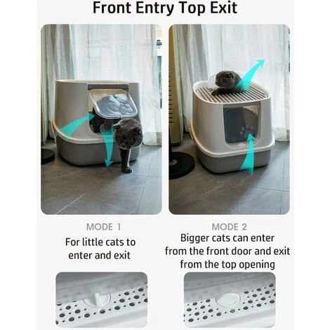 LIFCAUSAL Grand Bac à Litière Pour Chat Entièrement Fermé, Entrée Avant, Sortie Supérieure, Toilettes Pour Chat Avec Couvercle, Pelle à Litière 7 LIFCAUSAL Grand Bac à Litière Pour Chat Entièrement Fermé, Entrée Avant, Sortie Supérieure, Toilettes Pour Chat Avec Couvercle, Pelle à Litière – Image 5