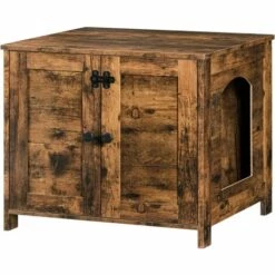 Niche Pour Chat, Maison De Toilettes Pour Chat Avec Doubles Portes HOOBRO EBF036MW01 - Marron Rustique