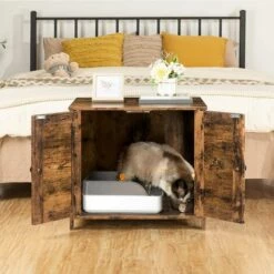 Niche Pour Chat, Maison De Toilettes Pour Chat Avec Doubles Portes HOOBRO EBF036MW01 - Marron Rustique 9 Niche Pour Chat, Maison De Toilettes Pour Chat Avec Doubles Portes HOOBRO EBF036MW01 - Marron Rustique -Promos Litière et bac à litière Magasin 59856607 3