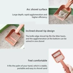 MINKUROW Pelle à Litière Pour Chat Pelle à Litière Pour Chat à Long Manche Pelle à Litière Pour Chat Avec Conteneur（rose） -Promos Litière et bac à litière Magasin 59867994 4