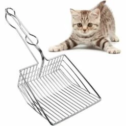 MINKUROW Pelle À Litière Pour Chat, Grande Pelle À Litière Pour Chat, Pelle À Litière Pour Chat En Métal, Pelle À Litière Pour Chat Durable Facile À Tamiser, Pour Animaux, Chats, Chiens (Argent) -Promos Litière et bac à litière Magasin 59869268 4