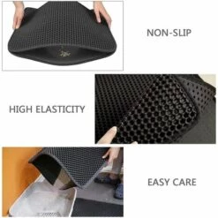 LYCXAMES Tapis Pour Bac à Litière Double Couche Tapis De Litière 40 X 50cm Pliable Etanche Antidérapant Facile à Nettoyer (Noir) -Promos Litière et bac à litière Magasin 59951814 5