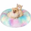 DENUOTOP Paniers Chat Chiens Lit Paniers Rond De 60 Cm, Coussin Animaux Donut De Compagnie Lavable Et Chaud Super Doux Et Confortable Pour Petits Chiens Et Chats - Coloré -Promos Litière et bac à litière Magasin 60004435 1