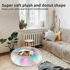 DENUOTOP Paniers Chat Chiens Lit Paniers Rond De 60 Cm, Coussin Animaux Donut De Compagnie Lavable Et Chaud Super Doux Et Confortable Pour Petits Chiens Et Chats - Coloré 10 DENUOTOP Paniers Chat Chiens Lit Paniers Rond De 60 Cm, Coussin Animaux Donut De Compagnie Lavable Et Chaud Super Doux Et Confortable Pour Petits Chiens Et Chats - Coloré -Promos Litière et bac à litière Magasin 60004435 4