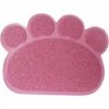 DENUOTOP Tapis Pour Bac à Litière PVC Forme De Patte Chat Chien Tapis Bac à Litière Couverture Antidérapant Nourriture Eau Bol Alimentation Plateau Rose Clair -Promos Litière et bac à litière Magasin 60006431 1
