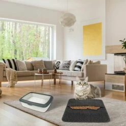 DENUOTOP Tapis De LitièRe Chat, Tapis LitièRe Pour Chat Pliable,ImperméAble Non Toxique Eva,Double Couche Nid D'Abeille,Facile à Nettoyer,ProtéGer Le Sol Et La Moquette 30x30cm -Promos Litière et bac à litière Magasin 60103016 4