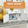 GOPLUS Maison De Toilette Pour Chat Enceinte En MDF, Meuble Cache Litière Chat Avec Portes E, Trous D’Aération, Table D’Appoint De Salon 75 X 54 X 52cm(Blanc, 2 Portes) -Promos Litière et bac à litière Magasin 60113018 1