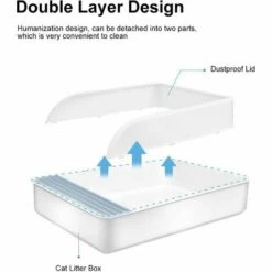 LIFCAUSAL Litière Pour Chat Semi-fermée Bac à Litière Amovible Anti-éclaboussures Non Collant Kitty Litière Pour Chat Avec Pelle 11 LIFCAUSAL Litière Pour Chat Semi-fermée Bac à Litière Amovible Anti-éclaboussures Non Collant Kitty Litière Pour Chat Avec Pelle -Promos Litière et bac à litière Magasin 60492984 5