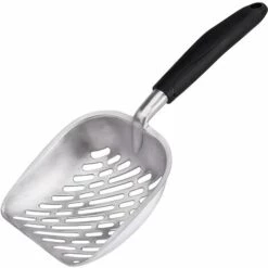 FVBJD Pelles à Litière Métal Pelle à Litière Pour Chat En Alliage D'aluminium Avec Long Manche Facile à Nettoyer Pour Animaux De Compagnie, Rayures De Sergé