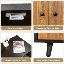 GOPLUS Maison De Toilette Pour Chat En Bois, Meuble De Rangement Double Portes Avec Grattoir à Chat Pour Salon, Entrée, Couloir, 90 X 50 X 50 CM -Promos Litière et bac à litière Magasin 60909228 2