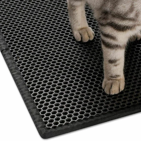 OUSUDELA Tapis Litière Chat Double Couche Pliable, Tapis Bac à Litière Pour Chats Grand Trou En Forme De Diamant, Tapis De Toilette Chat Imperméable Antidérapant, Facile à Nettoyer (noir) 6 OUSUDELA Tapis Litière Chat Double Couche Pliable, Tapis Bac à Litière Pour Chats Grand Trou En Forme De Diamant, Tapis De Toilette Chat Imperméable Antidérapant, Facile à Nettoyer (noir) – Image 4