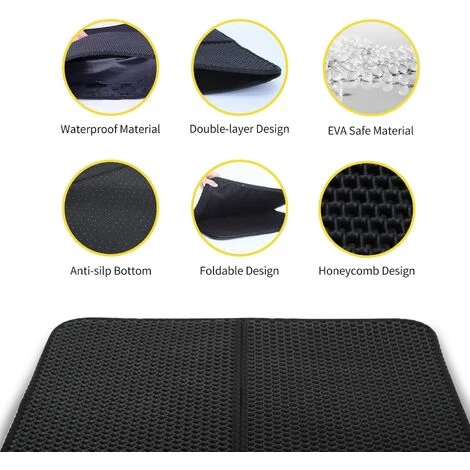 MEZHENG Tapis Litière Chat Pliable 60x45cm Bac à Litière Pour Chats, Imperméable Non Toxique EVA, Double Couche En Nid D'abeille Design Non-Slip Cat Litter Mat 6 MEZHENG Tapis Litière Chat Pliable 60x45cm Bac à Litière Pour Chats, Imperméable Non Toxique EVA, Double Couche En Nid D'abeille Design Non-Slip Cat Litter Mat – Image 4