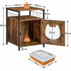 Maison Pour Chat, Meuble Litiere De Toilette Chat, Avec Crochets, HOOBRO EBF05MW01 - Marron Rustique 11 Maison Pour Chat, Meuble Litiere De Toilette Chat, Avec Crochets, HOOBRO EBF05MW01 - Marron Rustique -Promos Litière et bac à litière Magasin 63740135 5