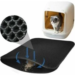 Fournitures Pour Animaux De Compagnie Tapis De Nettoyage Pliable Pour Chat Qui Fuit De Sable (trou Carré Noir M 46 * 60 Pliable),HANBING -Promos Litière et bac à litière Magasin 63784078 2
