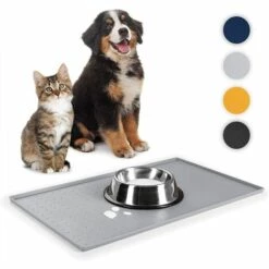 PERLE RARE Tapis Gamelle Ou Litière Anti Dérapant Chien Et Chat - Silicone Imperméable Durable