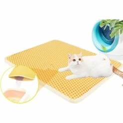 PERLE RARE Tapis Pour Bac à Litière Pour Chat Double Couche Imperméable à L'urine Tapis De Toilette Chat Tapis Pour Sortie Litiere-S-37*58cm