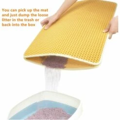 PERLE RARE Tapis Pour Bac à Litière Pour Chat Double Couche Imperméable à L'urine Tapis De Toilette Chat Tapis Pour Sortie Litiere-S-37*58cm -Promos Litière et bac à litière Magasin 63826098 5