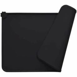 PERLE RARE Tapis Gamelle Chien, Tapis D’Alimentation Pour Chat En Silicone Aux Normes FDA, Imperméable Et Antidérapant, Noir, 47 X 30 Cm