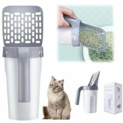 MERKMAK Pelle A Litiere Pour Chat Scooper Support De Pelle Profond Detachable Integre Avec 1 Rouleaux De Sacs A Dechets Avec Tamis A Caca