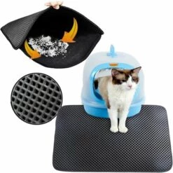 RHAFAYRE Tapis Litière Chat,Tapis De Litière Pour Chats,Tapis Litière Chat Bac à Litière Pour Chats,Double Couche En Nid D'abeille Design Non-Slip Cat Litter Mat (40x50)