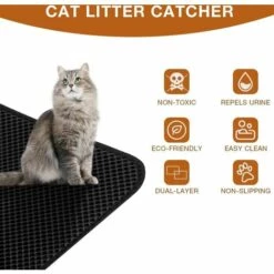 RHAFAYRE Tapis Litière Chat,Tapis De Litière Pour Chats,Tapis Litière Chat Bac à Litière Pour Chats,Double Couche En Nid D'abeille Design Non-Slip Cat Litter Mat (40x50) -Promos Litière et bac à litière Magasin 64099074 5