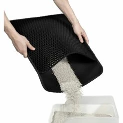 RHAFAYRE Conlun Tapis Litiere Chat , Conception En Nid D'abeille Double Couche, Matériau Résistant à L'urine Et à L'eau, Contrôle De La Dispersion Tapis Pour Chat (58×42cm)
