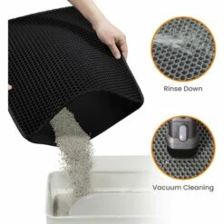 RHAFAYRE Conlun Tapis Litiere Chat , Conception En Nid D'abeille Double Couche, Matériau Résistant à L'urine Et à L'eau, Contrôle De La Dispersion Tapis Pour Chat (58×42cm) -Promos Litière et bac à litière Magasin 64099331 3