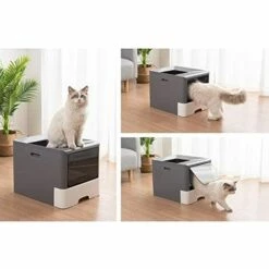 BENOBBY KIDS Litière Bac à Litière Maison De Toilette Pour Chat Avec Pelle à Chat Et Crochet En Acier Inoxydable Bac à Litière Tiroir Double Porte Entrée Avant Et Sortie Supérieure -Promos Litière et bac à litière Magasin 64410935 3