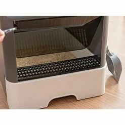 BENOBBY KIDS Litière Bac à Litière Maison De Toilette Pour Chat Avec Pelle à Chat Et Crochet En Acier Inoxydable Bac à Litière Tiroir Double Porte Entrée Avant Et Sortie Supérieure -Promos Litière et bac à litière Magasin 64410935 4