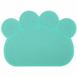LLOVE Tapis De Litière En Silicone En Forme De Patte Pour Chat Motif Chat Bleu Marine 40 X 30 Cm