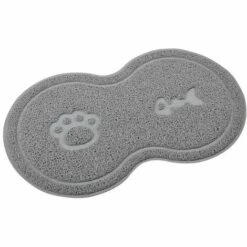 LLOVE Tapis Litiere Chat 46*26cm Tapis De Toilette Chat Imperméable Antidérapant, Tapis De Litière Pour Chat Facile à Nettoyer Pets Tapis De Litière Antidérapant Pour Chien/Chat-gris -Promos Litière et bac à litière Magasin 64870045 2