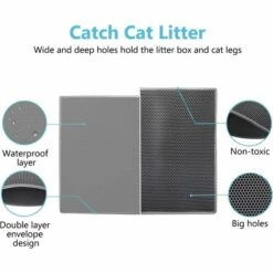 LLOVE Tapis De Litière Pour Chat Bac à Litière Pour Chat, EVA Non Toxique Imperméable, Double Conception En Nid D'Abeille (65x45cm, Gris) -Promos Litière et bac à litière Magasin 64871037 2