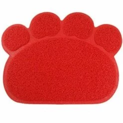 LLOVE Tapis Pour Bac à Litière, Tapis De Litière Pour Chat Plat Bol D'alimentation Pour Nourriture Tapis De Nettoyage 30 * 40cm (Rouge)