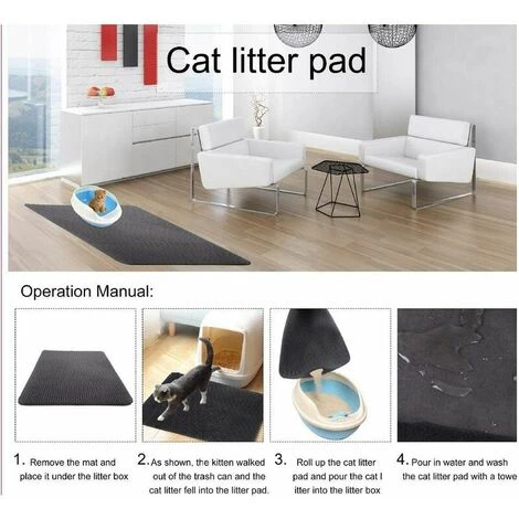 Tapis Litiere Chat,Imperméable Non Toxique EVA,Tapis Pour Bac à Litière Pour Chats,Double Couche En Nid D'abeille Design S'arêern 7 Tapis Litiere Chat,Imperméable Non Toxique EVA,Tapis Pour Bac à Litière Pour Chats,Double Couche En Nid D'abeille Design S'arêern – Image 5