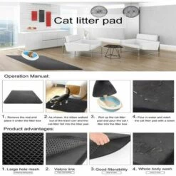 Tapis De Litière Pour Chat Avec Double Couche étanche Motif Nid D'abeille Noir S'arêern -Promos Litière et bac à litière Magasin 65364056 3
