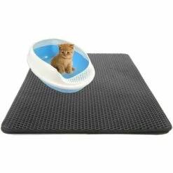 Tapis De Litière Pour Chat Avec Double Couche étanche Motif Nid D'abeille Noir S'arêern -Promos Litière et bac à litière Magasin 65364056 5