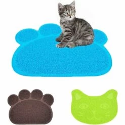 KAEJYIUT Tapis Pour Bac à Litière,Tapis De Litière Pour Chat Plat Bol D'alimentation Pour Nourriture Tapis De Nettoyage 30*40cm (Bleu) -Promos Litière et bac à litière Magasin 65391633 5