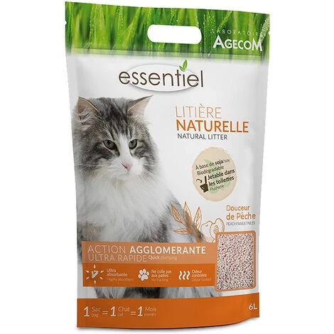 Essentiel - Litière Naturelle Au Soja Pour Chat Parfum Pêche 6L 3 Essentiel - Litière Naturelle Au Soja Pour Chat Parfum Pêche 6L