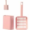 OUSUDELA Pelle à Litière Pour Chat Avec Support En Plastique Fournitures De Nettoyage Animal Tamisage Scooper Poignée Confortable Hygiènes Pelle à Litière