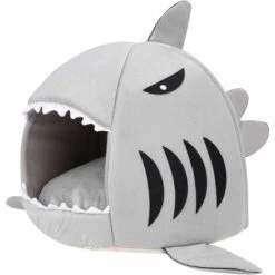 MEZHENG Lit Grotte Pour Chat Requin Panier Pour Animaux Domestique 2 En 1 Canapé&Nid Douillet Chiot Chaud Sac De Couchage Intérieur Tente De Lit Pour Petit Chien Chaton Lapin Hamster Avec Coussin Détachable -Promos Litière et bac à litière Magasin 65671585 3